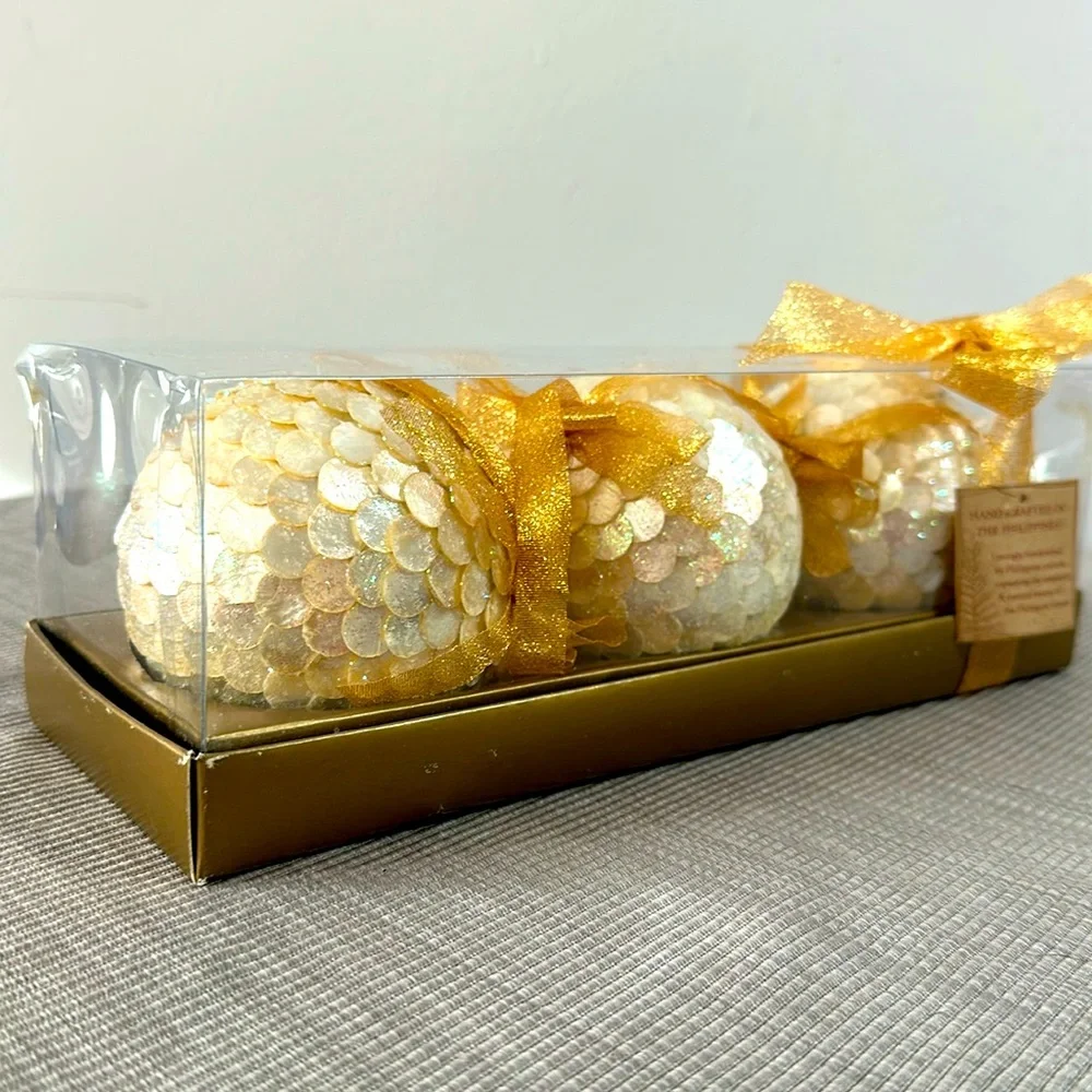 Handcrafted in the Philippines, three ornaments